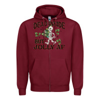 Burgundy dead inside but jolly af Zipper Hoodie - MaliasSmallBusiness