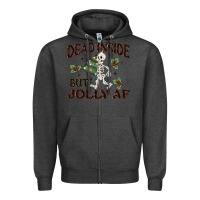 Charcoal Heather dead inside but jolly af Zipper Hoodie - MaliasSmallBusiness