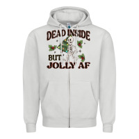 Dove Grey dead inside but jolly af Zipper Hoodie - MaliasSmallBusiness