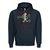 Navy dead inside but jolly af Zipper Hoodie - MaliasSmallBusiness