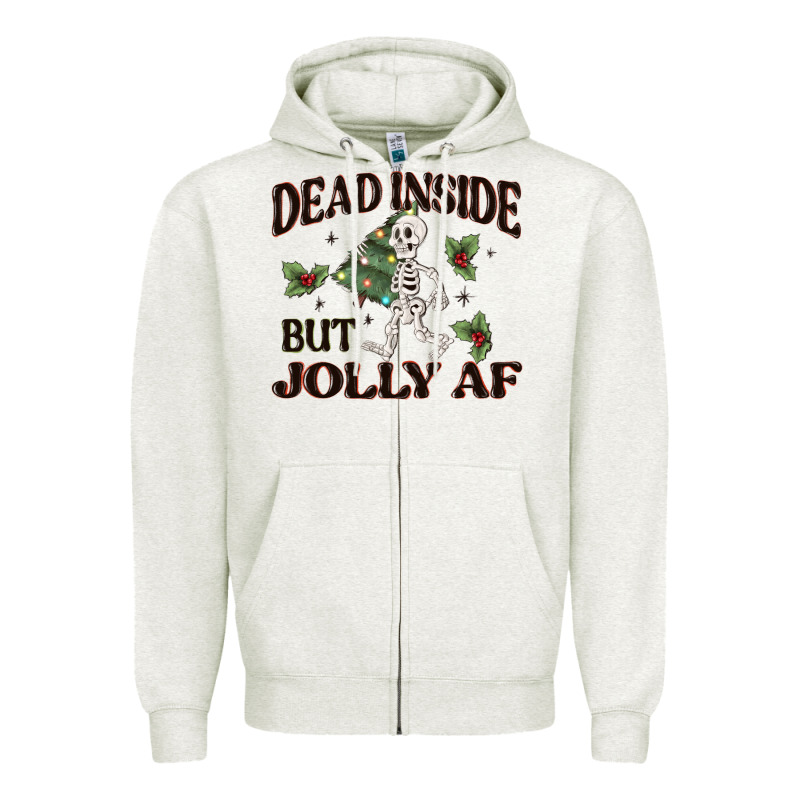 Dead Inside But Jolly Af Zipper Hoodie by MaliasSmallBusiness | Teevron