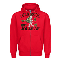 Red dead inside but jolly af Zipper Hoodie - MaliasSmallBusiness