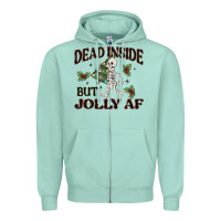 Seafoam dead inside but jolly af Zipper Hoodie - MaliasSmallBusiness