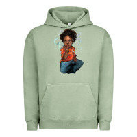 Pigment Oil Green Afro black boy Urban Hoodie - HowdyJamesFarm