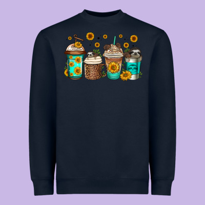 Sloth Coffee Cups Heavyweight Sweatshirt Designed By Jasminsmagicworld