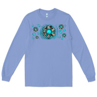 Colony Blue turquoise gemstone sunflower Long Sleeve Tee - JahusDesignShop