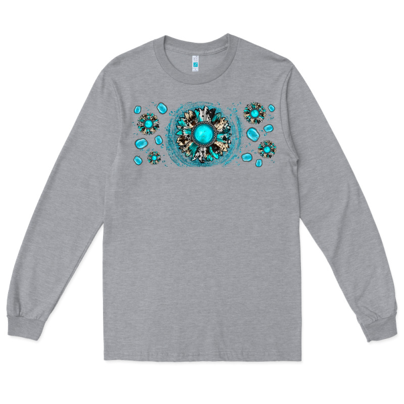 Turquoise Gemstone Sunflower Long Sleeve Tee by JahusDesignShop | Teevron