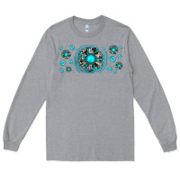 Heather Grey turquoise gemstone sunflower Long Sleeve Tee - JahusDesignShop