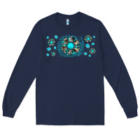 Navy turquoise gemstone sunflower Long Sleeve Tee - JahusDesignShop
