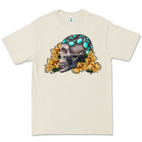 Bone skull with sunflowers Premium Tee - RanaPortraitStore