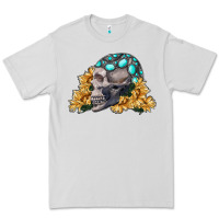 Dove Grey skull with sunflowers Premium Tee - RanaPortraitStore