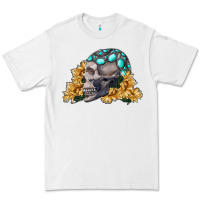 White skull with sunflowers Premium Tee - RanaPortraitStore