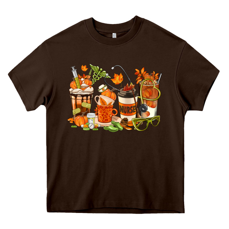 Fall Nurse Coffee Cups Heavy Core Tee by texasbilliewilder | Teevron