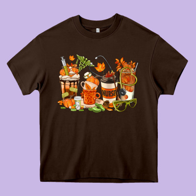 Fall Nurse Coffee Cups Heavy Core Tee Designed By Texasbilliewilder