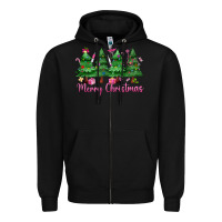 Black Merry Christmas Nurse trees Zipper Hoodie - MaliasSmallBusiness