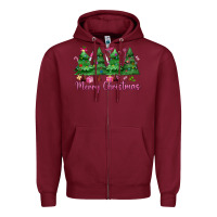 Burgundy Merry Christmas Nurse trees Zipper Hoodie - MaliasSmallBusiness