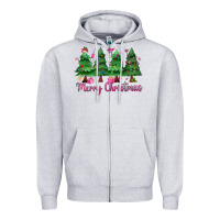 Heather Grey Merry Christmas Nurse trees Zipper Hoodie - MaliasSmallBusiness