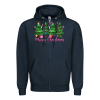Navy Merry Christmas Nurse trees Zipper Hoodie - MaliasSmallBusiness