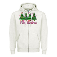 Oatmeal Heather Merry Christmas Nurse trees Zipper Hoodie - MaliasSmallBusiness