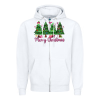 White Merry Christmas Nurse trees Zipper Hoodie - MaliasSmallBusiness