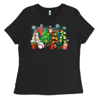 Black christmas trees with baseball Ladies Tee - Zillion Design Studio