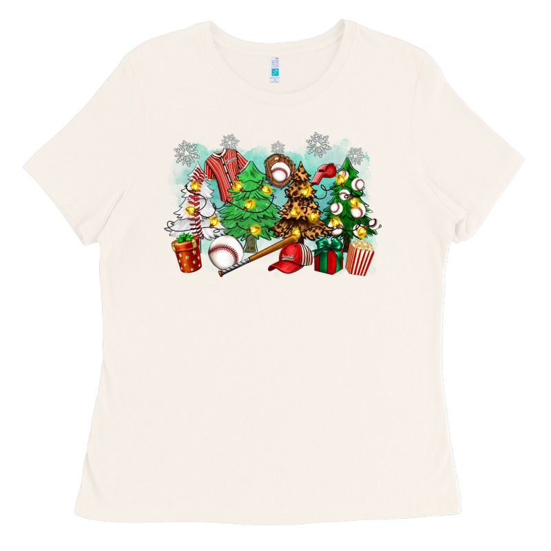 Christmas Trees With Baseball Ladies Tee by Zillion Design Studio | Teevron
