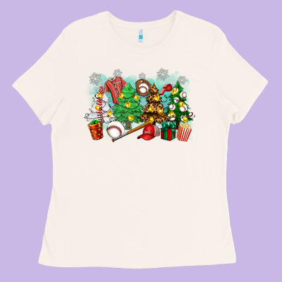 Christmas Trees With Baseball Ladies Tee Designed By Zillion Design Studio