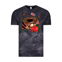 Cloud Black donut strawberry and usa flag Vintage Tee - AdoDesignShop