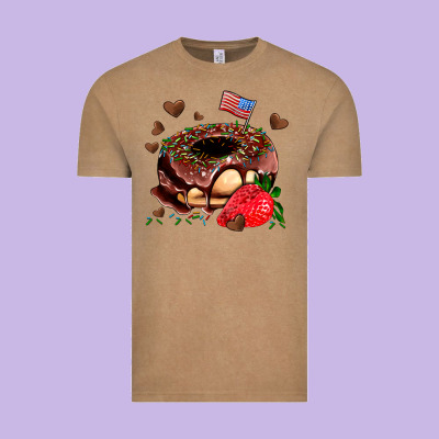 Donut Strawberry And Usa Flag Vintage Tee Designed By Adodesignshop