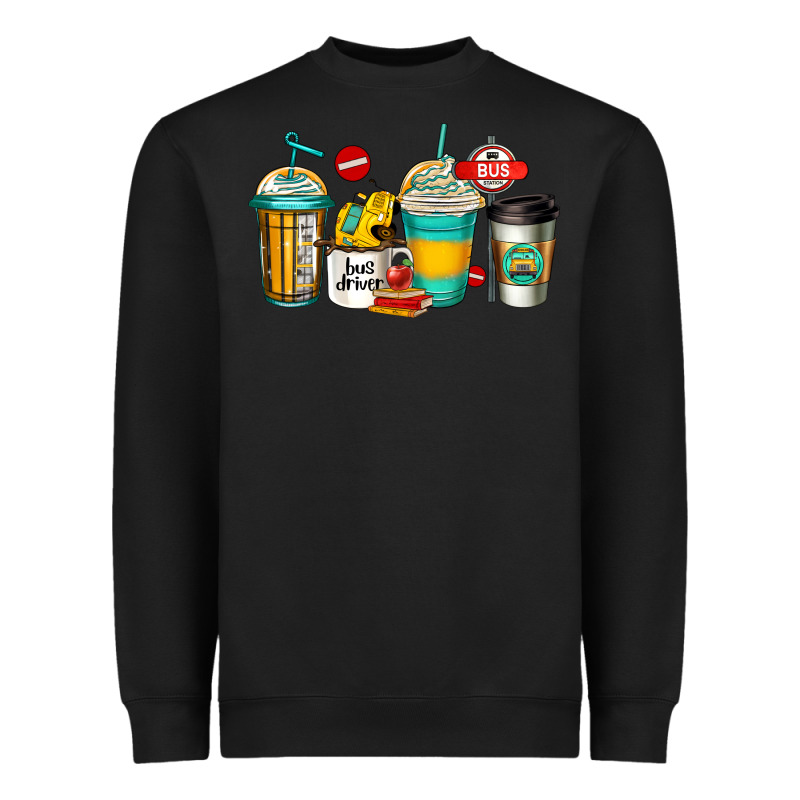 School Bus Driver Coffee Cups Heavyweight Sweatshirt by Jasminsmagicworld | Teevron