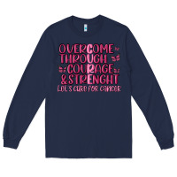 Navy overcome through courage strength  malia Long Sleeve Tee - MaliasSmallBusiness
