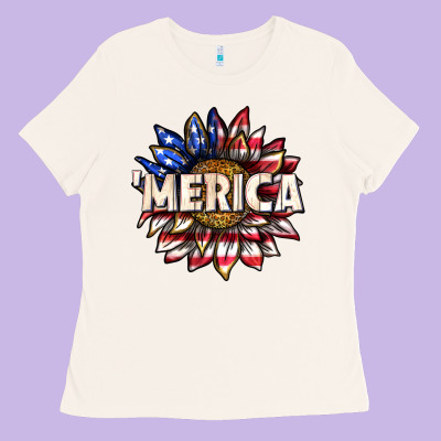 Merica With Sunflower Ladies Tee Designed By Texasbilliewilder