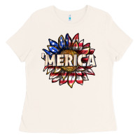 Bone merica with sunflower Ladies Tee - texasbilliewilder