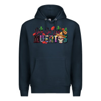 Navy Dia De Los Muertos Premium Hoodie - texasbilliewilder