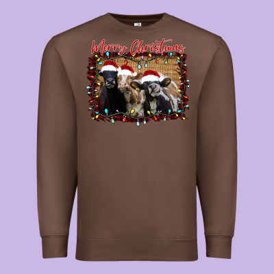 Merry Christmas Cows Premium Sweatshirt Designed By Bettercallsaul
