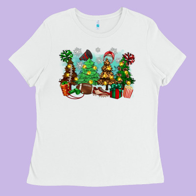 Christmas Trees With Football Ladies Tee Designed By Zillion Design Studio