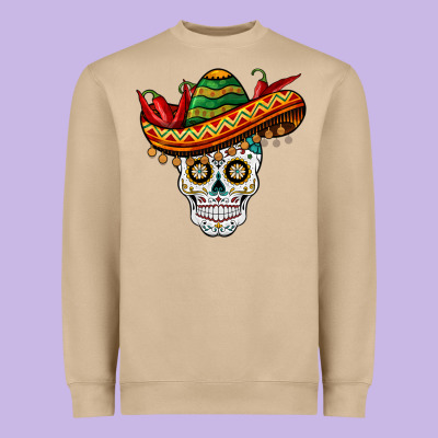 Cinco De Mayo Sombrero Skull Heavyweight Sweatshirt Designed By Barkaloodesign