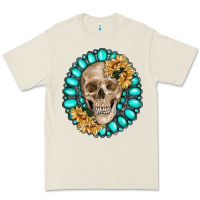 Skull With Gemstone And Sunflower Premium Tee | Teevron
