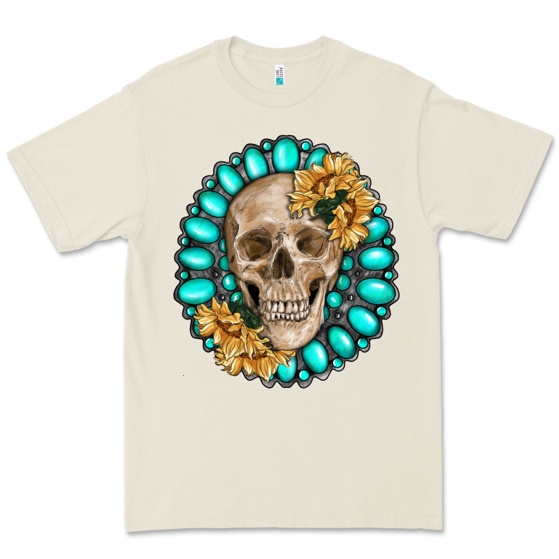 Skull With Gemstone And Sunflower Premium Tee by RanaPortraitStore | Teevron