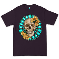 Plum skull with gemstone and sunflower Premium Tee - RanaPortraitStore