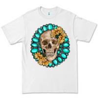 White skull with gemstone and sunflower Premium Tee - RanaPortraitStore