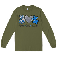 Army Green peace love autism Long Sleeve Tee - MaliasSmallBusiness