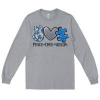 Heather Grey peace love autism Long Sleeve Tee - MaliasSmallBusiness