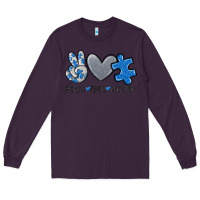 Plum peace love autism Long Sleeve Tee - MaliasSmallBusiness
