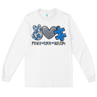 White peace love autism Long Sleeve Tee - MaliasSmallBusiness