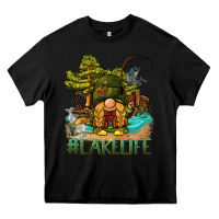 Black lake life gnome Heavy Core Tee - BarkalooDesign