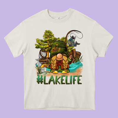 Lake Life Gnome Heavy Core Tee Designed By Barkaloodesign