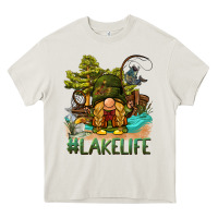 Cream lake life gnome Heavy Core Tee - BarkalooDesign