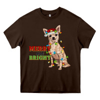Chocolate Brown merry and bright chihuahua Heavy Core Tee - RanaPortraitStore