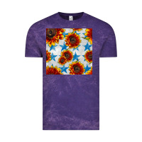 Cloud Purple patriotic sunflowers and stars Vintage Tee - BundleAndBundleShop